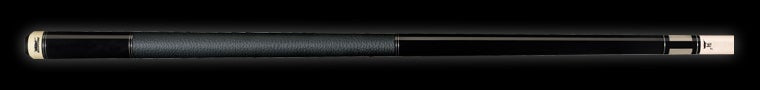 Glossy black pool cue with textured black wrap