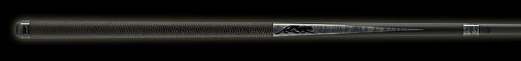 Black pool cue on a black background.