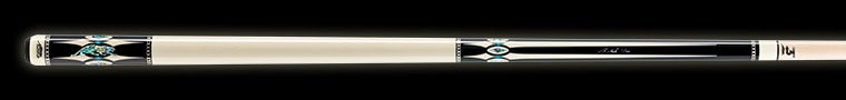 Ivory pool cue with black and green accents
