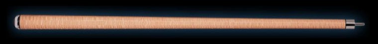 Pale wood pool cue butt on a black background.