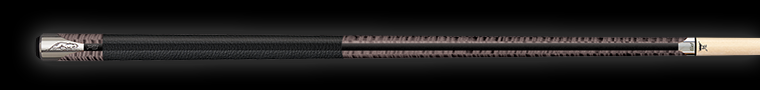 Dark brown curly maple pool cue with textured black wrap