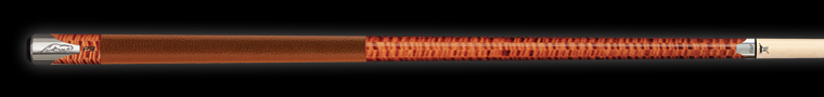 Brown patterned wood pool cue with textured brown wrap