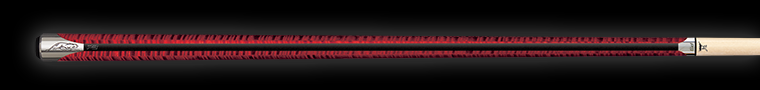 Red patterned pool cue with black stripe