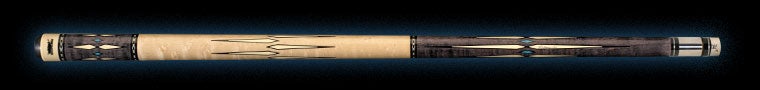 Pale and dark wood retired pool cue with turquoise accents
