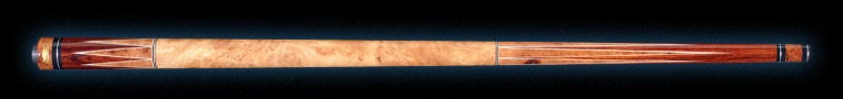 Two-tone wood retired pool cue with intricate design