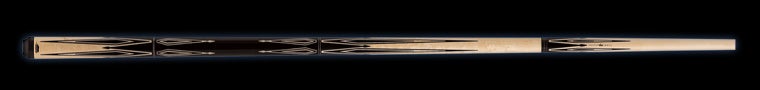 Dark and pale wood pool cue with intricate design
