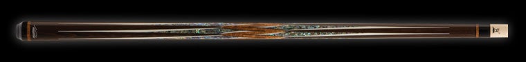 Dark brown wood pool cue with opalescent accents