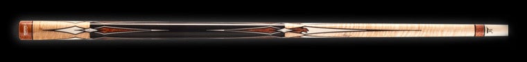 Black and pale wood pool cue with ivory accents