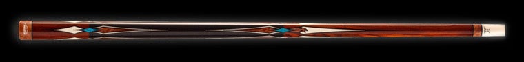 Dark wood pool cue with turquoise and light wood accents