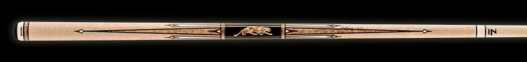 Light wood pool cue with black and darker wood accents