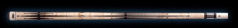 Pale wood pool cue with black and brown accents