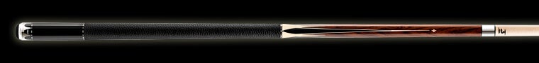 Black and light brown pool cue with dark brown accents
