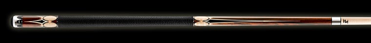 Black and light brown pool cue with dark brown accents